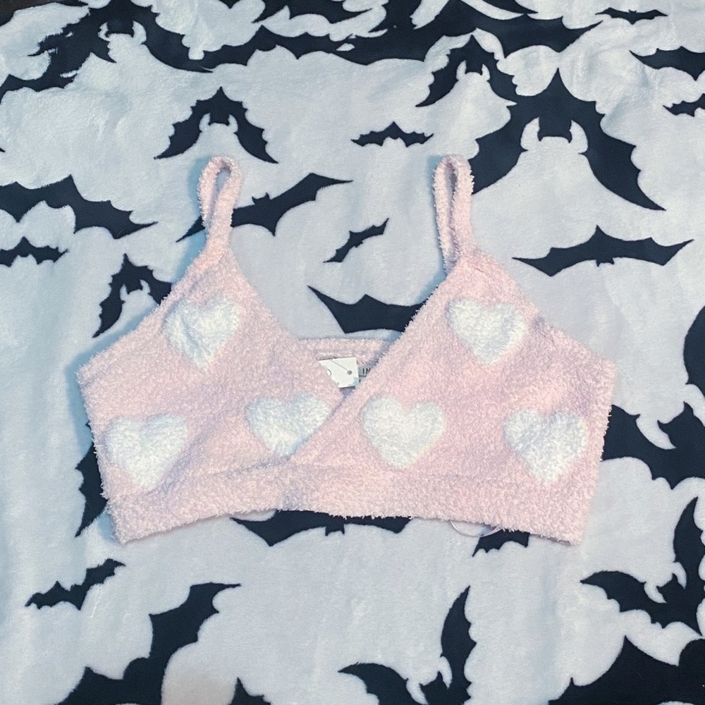 Pastel Pink Fuzzy Cropped Tank Bralette Size M/L (fits more like a Large.)